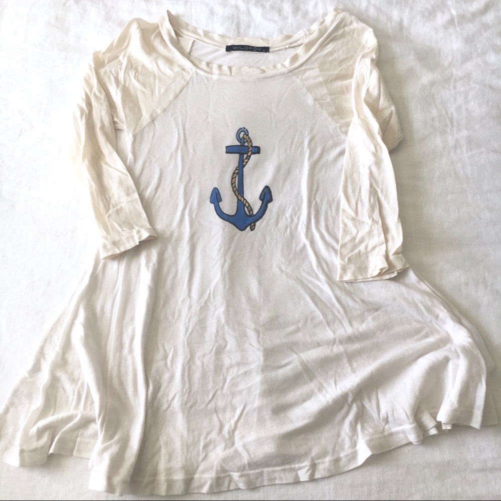 Wildfox Ocean Sea Beach 3/4 Raglan Anchor Tee Top